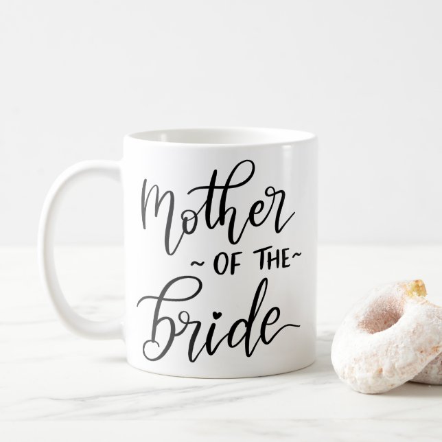 Minimal Mother Of The Bride | Typography Wedding Coffee Mug (With Donut)