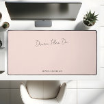 Minimal Motivational Dream Plan Do Script Pink Desk Mat<br><div class="desc">Introducing our personalized desk mat, where minimalism meets motivation. Crafted for the ambitious individual, this mat is a fusion of style and inspiration. At its center, the empowering mantra "Dream. Plan. Do." is beautifully scripted in a modern font, serving as a daily nudge towards your goals. Paired with this, your...</div>