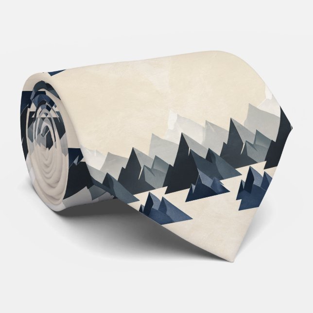 Minimal Mountain Silhouette Pattern Neck Tie (Rolled)