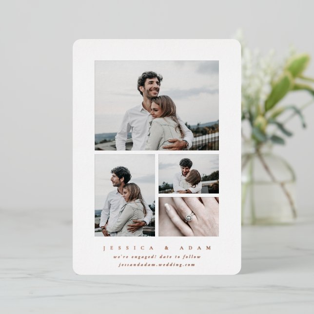Minimal Multi Photo Foil Engagement Announcement (Standing Front)