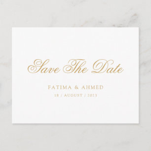 Minimal Muslim White Save The Date Announcement Postcard