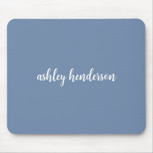 Minimal Muted Blue Full Name Monogrammed Mouse Pad