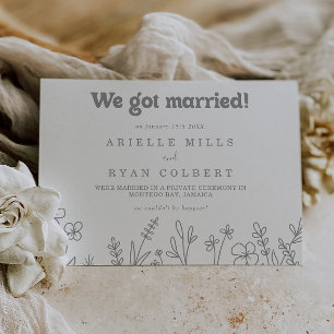 Minimal Muted Gray Wildflower Elopement Announcement