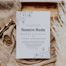 Minimal Muted Gray Wildflower Nuestra Boda Wedding