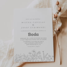 Minimal Muted Gray Wildflower Spanish Wedding