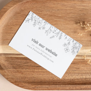 Minimal Muted Gray Wildflower Wedding Website Enclosure Card