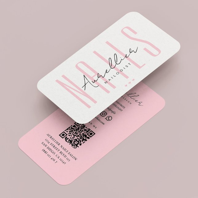 Minimal Nail Tech Aesthetic Pastel Pink Manicurist Business Card (Minimal Nail Tech Aesthetic Pastel Pink Manicurist Business Card
)