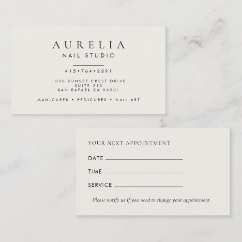 Minimal Nail Tech Appointment Card
