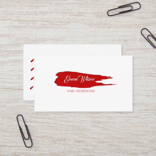 Minimal Nail Technician Business Card with QR Code
