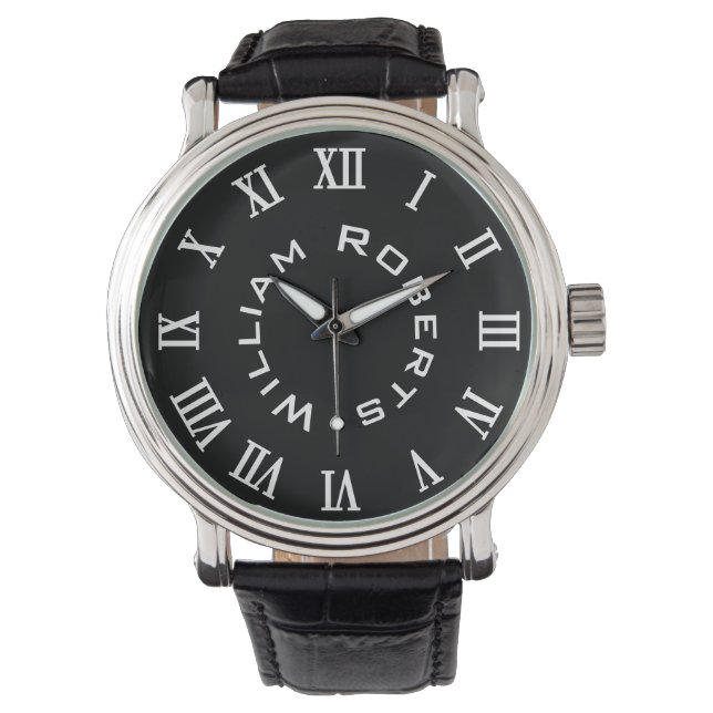 Minimal Name & Roman Numerals in any color Watch (Front)
