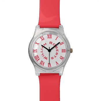 Minimal Name & Roman Numerals In Any Color Watch by Mi_WabiSabi at Zazzle