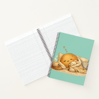 Minimal Napping Potato Soft Brown Line Art Notebook