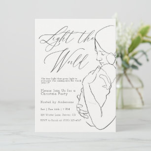 Minimal Nativity Line Light the World Christmas  Invitation