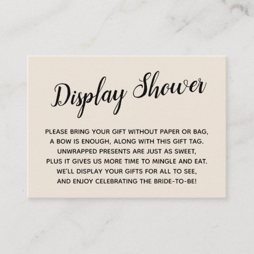 Minimal Natural Cream No Wrap Bridal Shower Gift Enclosure Card