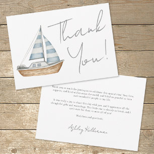 Minimal Nautical Baby Shower Thank You Card