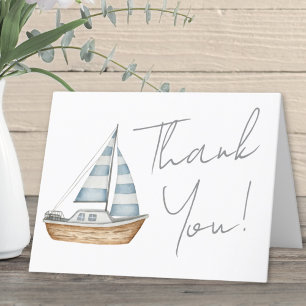 Minimal Nautical Baby Shower Thank You Card