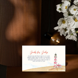 Minimal Nautical Lighthouse Books For Baby Shower  Enclosure Card