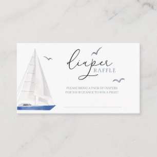 Minimal Nautical Sailboat Ahoy Boy's Diaper Raffle Enclosure Card