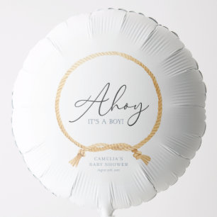 Minimal Nautical Sailboat Baby Shower Ahoy Boy's Balloon