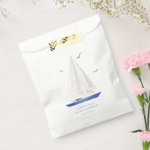 Minimal Nautical Sailboat Baby Shower Ahoy Boys Favor Bag