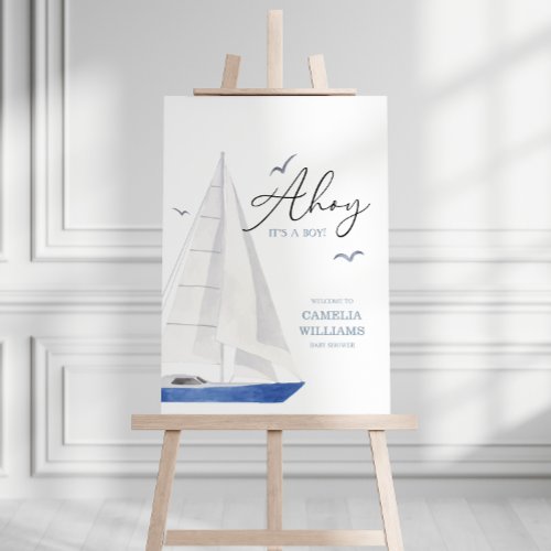 Minimal Nautical Sailboat Baby Shower Ahoy Boys Foam Board