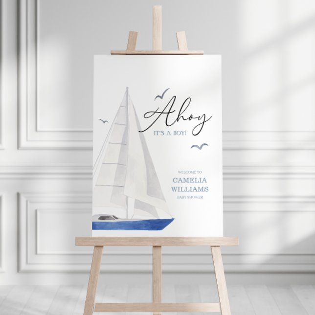 Minimal Nautical Sailboat Baby Shower Ahoy Boy's Foam Board (Creator Uploaded)