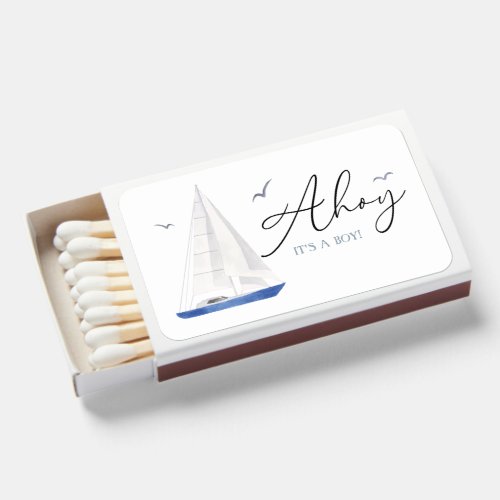 Minimal Nautical Sailboat Baby Shower Ahoy Boys  Matchboxes