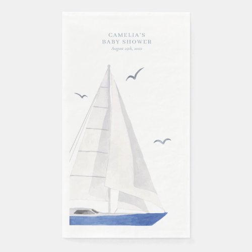Minimal Nautical Sailboat Baby Shower Ahoy Boys Paper Guest Towels