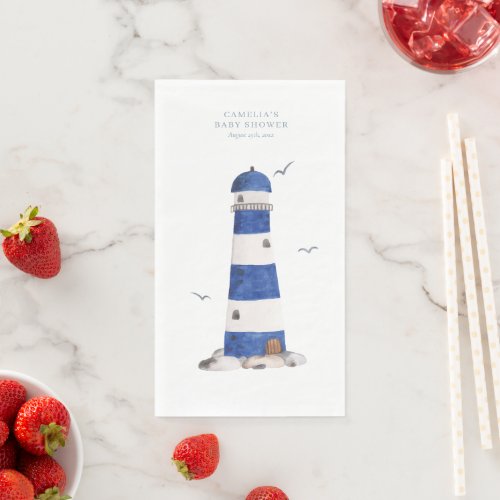 Minimal Nautical Sailboat Baby Shower Ahoy Boys Paper Guest Towels