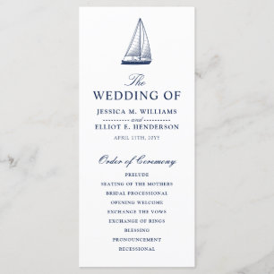 Minimal Nautical Wedding Program Sailboat