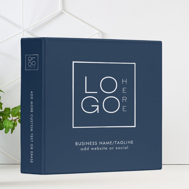 Minimal Navy Blue Business Company Square Logo 3 Ring Binder (Creator Uploaded)