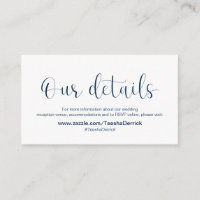 Minimal, Navy blue font, Wedding Details