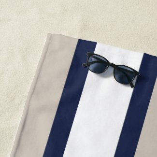 Minimal Navy Blue Grey White Stripes Monogrammed