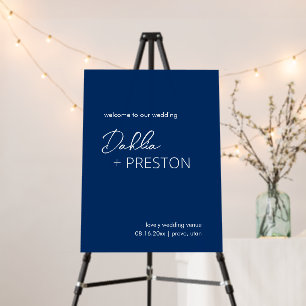 Minimal Navy Blue Modern Wedding Welcome Sign