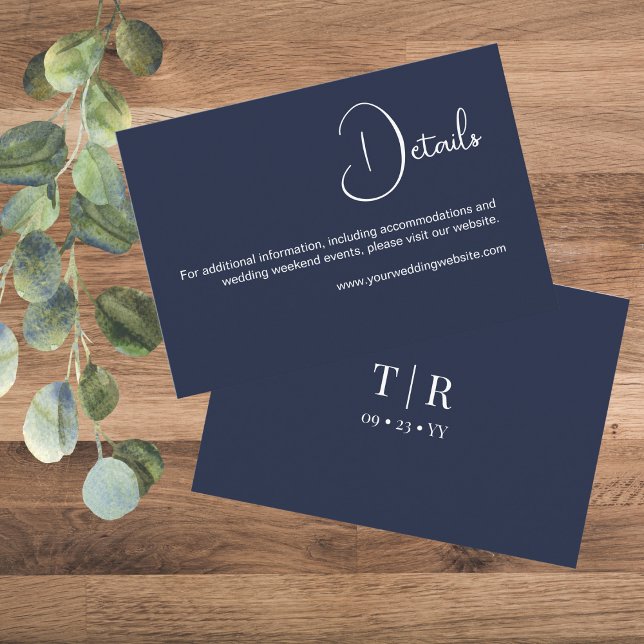 Minimal Navy Blue Wedding Details Enclosure Card (Creator Uploaded)