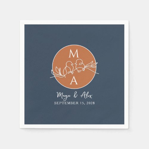 Minimal Navy Blue Wedding Napkins