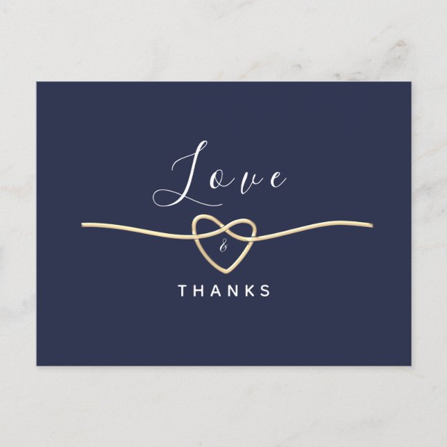 Minimal Navy Blue Wedding Thank You Postcard (Front)