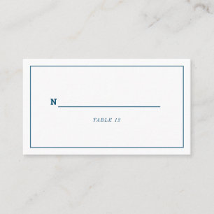 Minimal navy blue white wedding or event place card