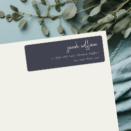 Minimal Navy Blush Black Script Typography Address Label