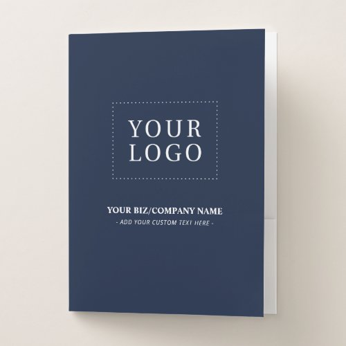 Minimal Navy Custom Business Logo Promotional Pocket Folder