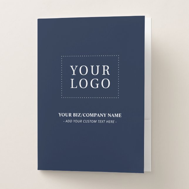 Minimal Navy Custom Business Logo Promotional Pocket Folder (Front)