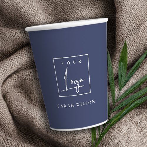 Minimal Navy Custom Promotional Business Logo Paper Cups