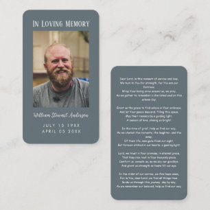 Minimal Navy Funeral Memorial Prayer Photo Card