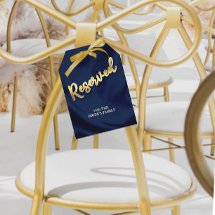 Minimal Navy Gold Wedding Reserved Seat Large Tag
