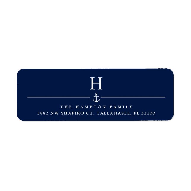 Minimal Navy Nautical | Customizable Address Label (Front)