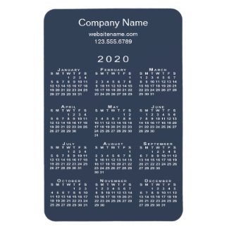 Minimal Navy White 2020 Calendar Company Name Info Magnet