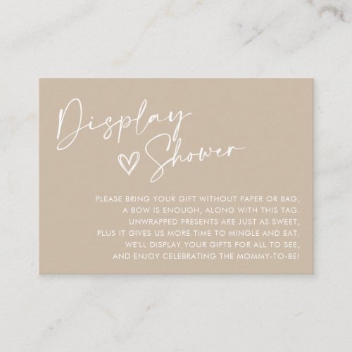 Minimal Neutral Baby Display Shower Enclosure Card