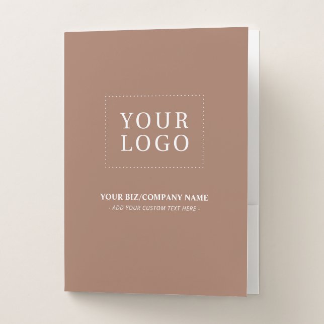 Minimal Neutral Brown Business Logo Promotional Pocket Folder (Front)