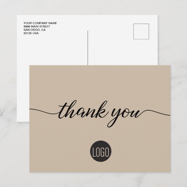 Minimal Neutral Business logo Custom Invitation Postcard (Front/Back)