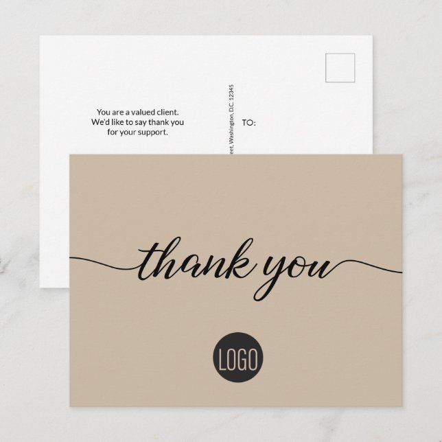 Minimal Neutral Business logo Custom Postcard (Front/Back)